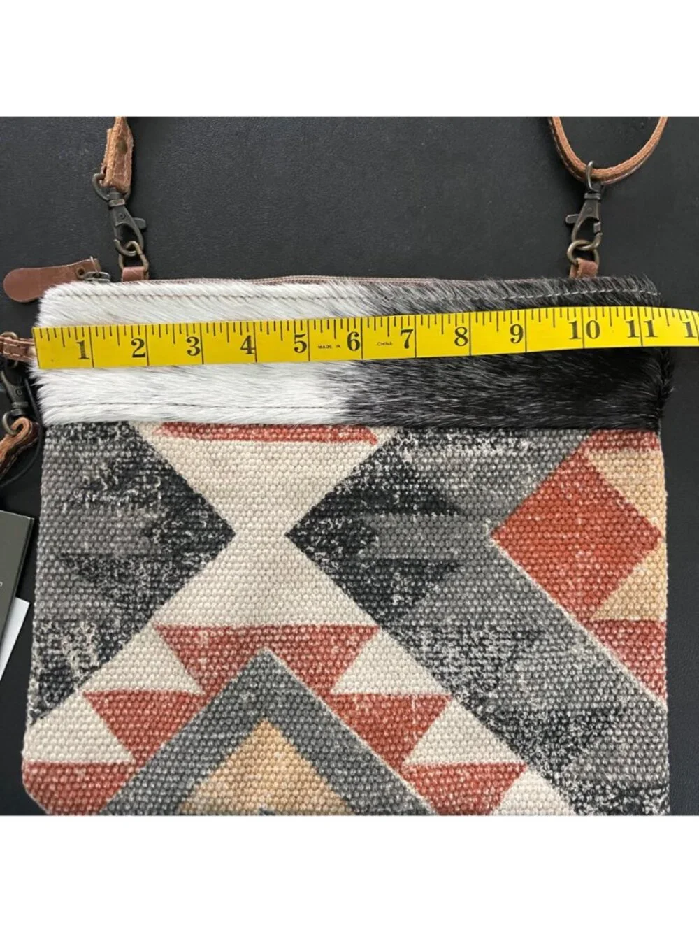 Myra Bag Womens Western Boho Crossbody Clutch Bag Cowhide Canvas Geometric Aztec